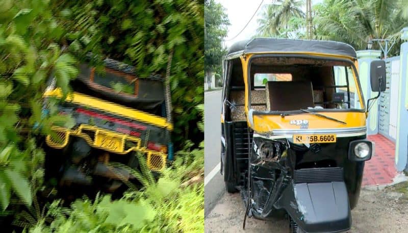 Drunk and drive auto driver hits another auto which fall into river three injured in pathanamthitta etj