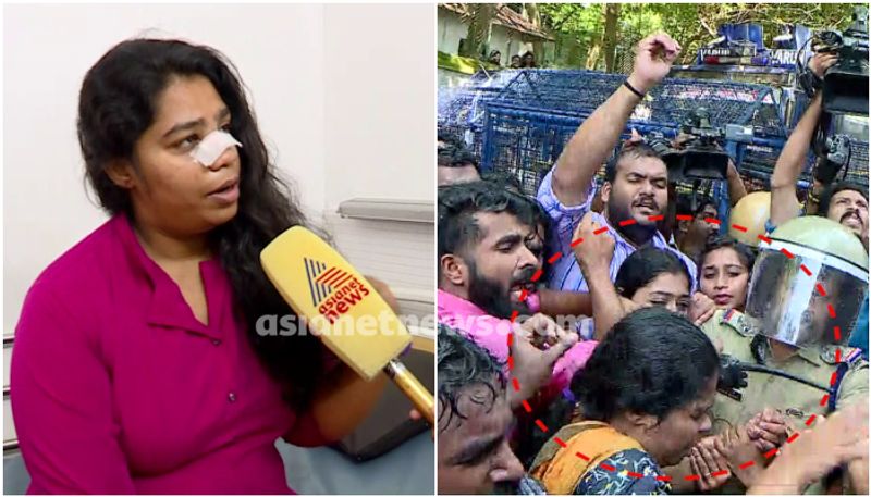 Police beat up women protesters injured ksu lady activist Naziya Mundappally allegations against kerala police apn 