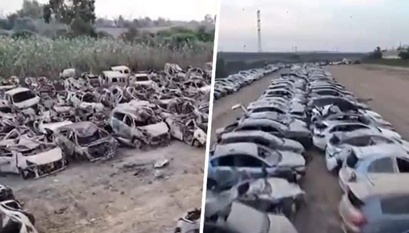 Eerie Drone footage of hundreds of scorched cars moved from Nova music festival massacre site (WATCH) snt