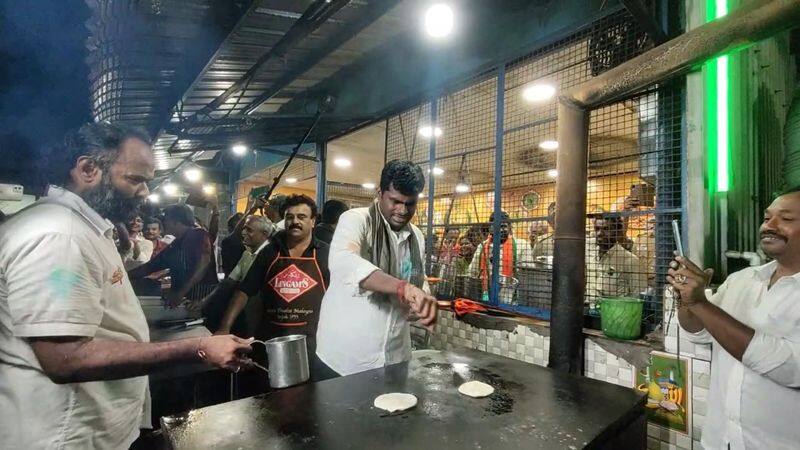 bjp state president annamalai making paratha at hotel in trichy vel