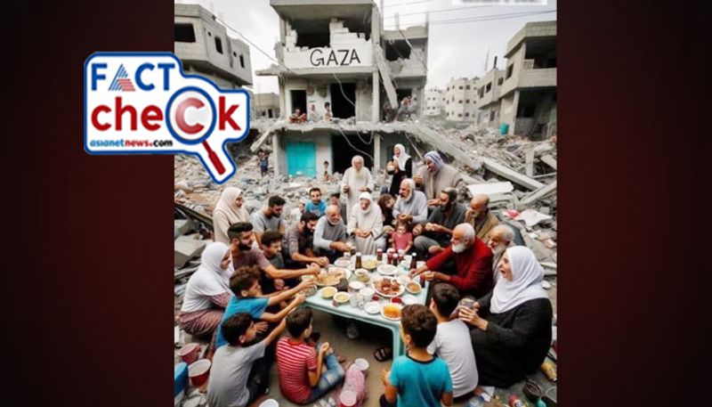 AI generated image shared as Gaza people dining together amid rubble fact check jje 