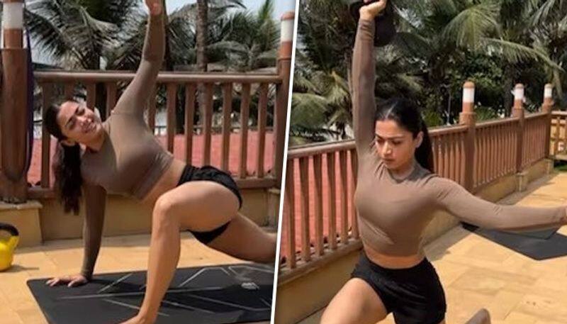 actress rashmika mandanna now busy with her routine workout gvd