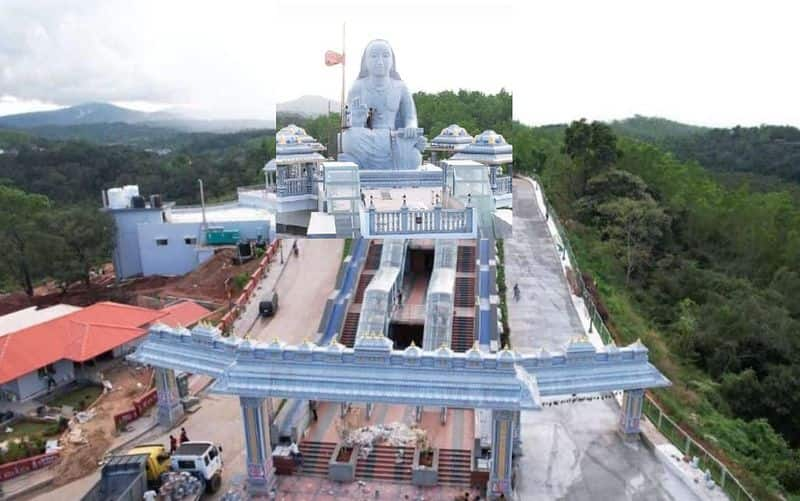 32 feet tall statue of Shankara unveiled at Maruti hill in Sringeri gvd