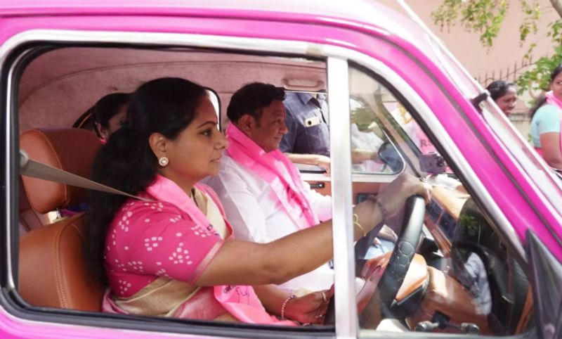 brs mlc kalvakuntla kavitha drive ambassadors car ksp