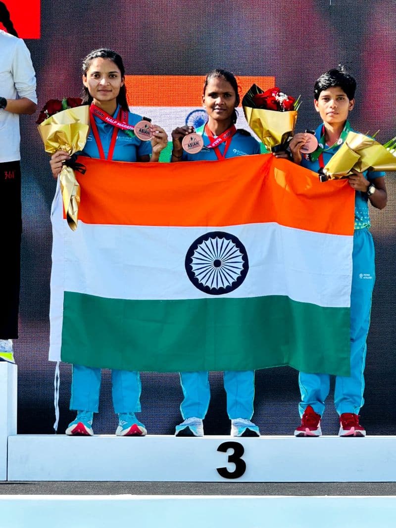 INDIA Mens Team finished 1st in Asian Half marathon championships at Festival City, Dubai  2023 