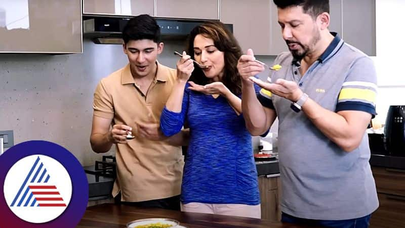 Bollywood actress  Madhuri Dixit Sends Masala Dabba To Her Son Arin In Us roo