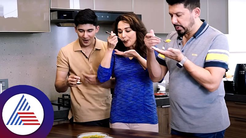 Bollywood actress  Madhuri Dixit Sends Masala Dabba To Her Son Arin In Us roo