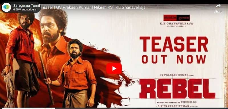 gv prakash starring rebel movie teaser released 