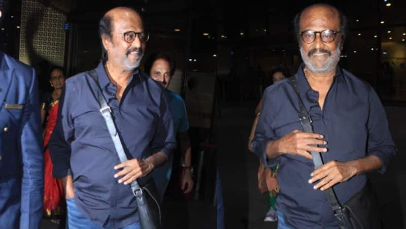 Rajinikanth visit mumbai for Ind vs NZ worldcup semifinals Thalaivar Airport clicks viral gan