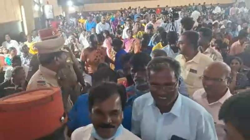 Controversy as tribal people were made to sit on the ground during a ceremony attended by the Chief Minister and Governor in puducherry vel