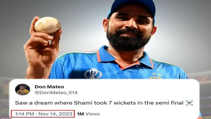 fan dream on mohammed shami taking seven wickets in IND vs NZ 1st semi-final world cup 2023 KRJ