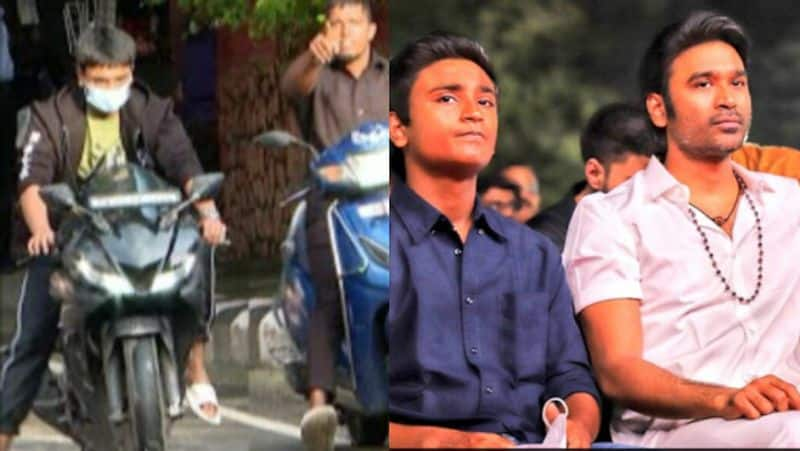 Dhanush son yatra riding R15 bike without license gan