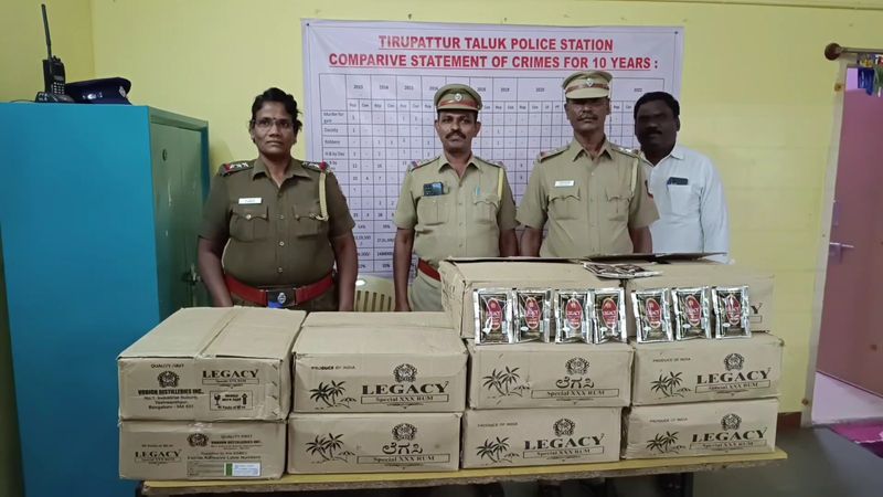 rupees 1 lakh worth pocket liquor seized police officers in tirupattur district VEL