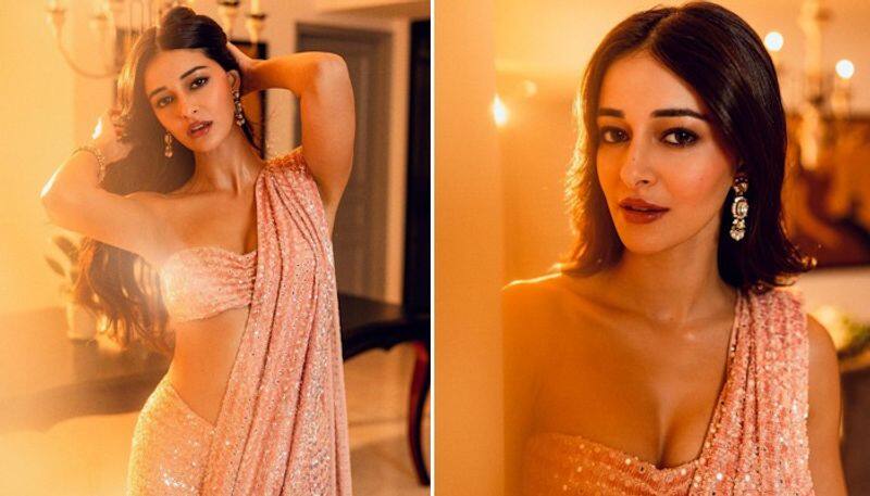 Ananya Panday exuberates Diwali glamour in peach saree [PICTURES] ATG