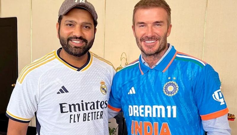 cricket Iconic jersey exchange: David Beckham and Rohit Sharma's memorable moment post the semi final in Wankhede osf