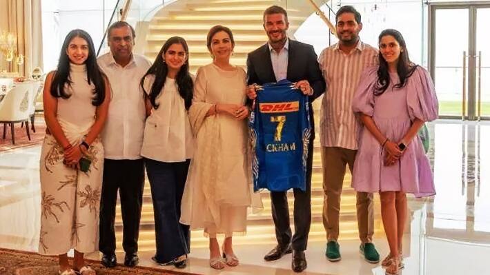 David Beckham with Ambani family