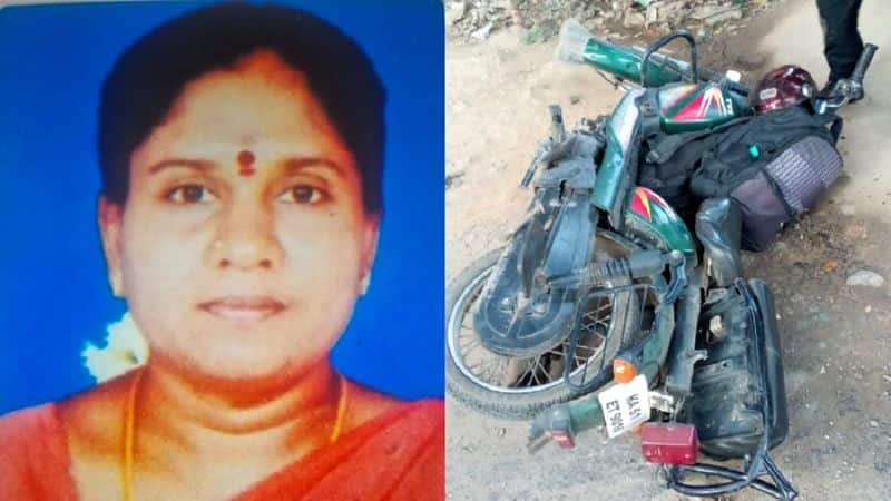 A woman died after a private bus collided with a two wheeler at bengaluru gvd