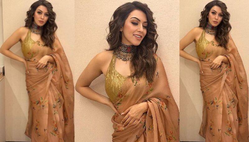 Hansika Motwani beautiful look in Saree NSK