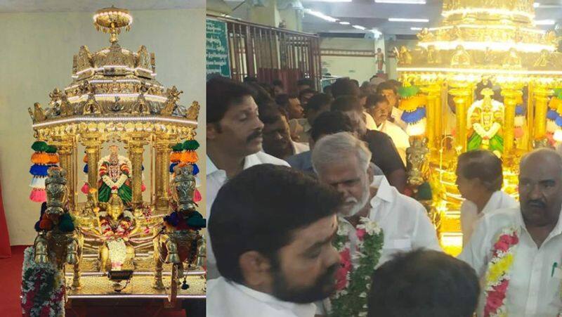 Golden chariot procession at  Angala Parameswari Temple in Melmalayanur tvk