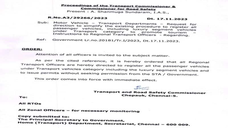 Transport Commissioner has given permission to register and issue permit to vehicles under tboard category smp