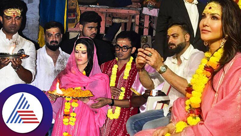 Sunny Leone attends Ganga Aarti with Abhishek Singh in Varanasi suc