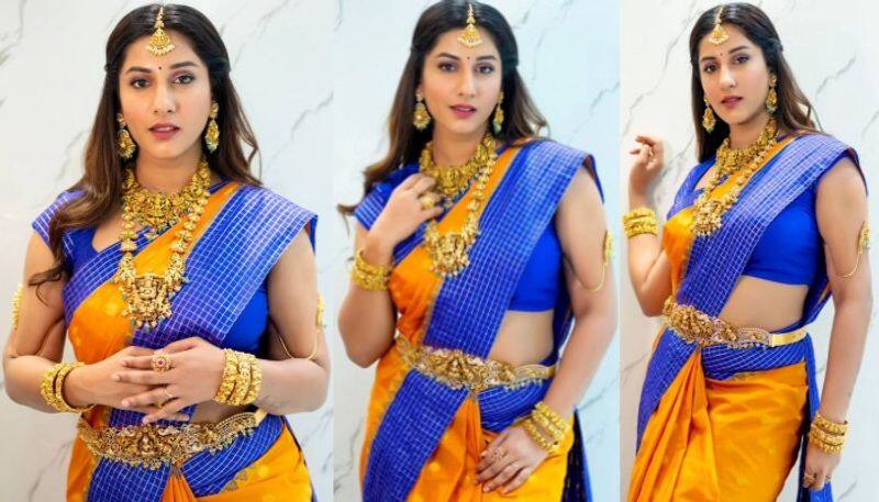 Vishnupriya Bhimineni Royal look in silk Saree and Jewellery NSK