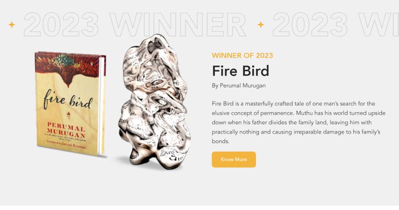 Perumal Murugan wins 2023 JCB Prize for Literature for Fire Bird sgb