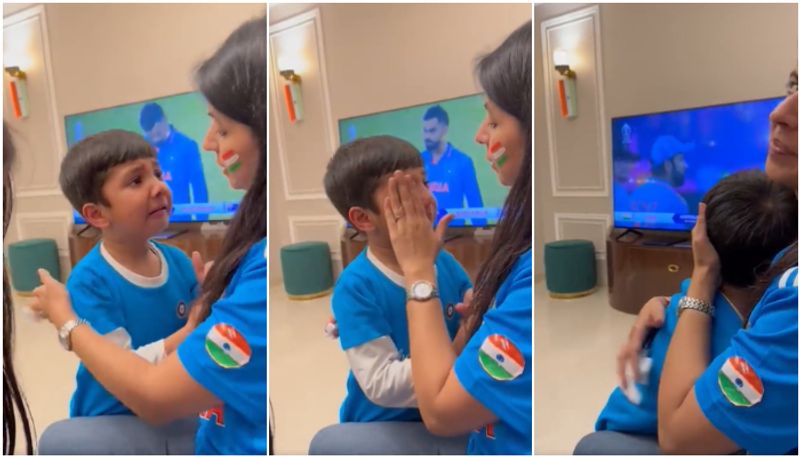 watch video baby boy crying after india lost to australia