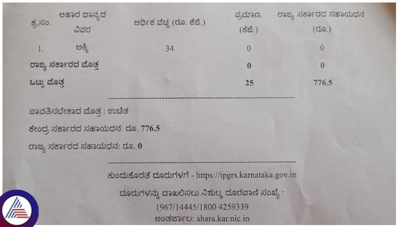 Karnataka govt zero contribution to Anna Bhagya scheme central govt mentioned on receipt sat