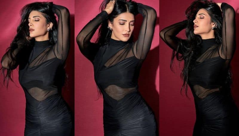 Shruti Haasan Stunning poses in Black dress NSK