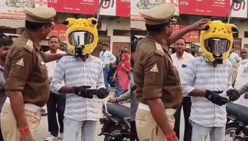 viral video police laughed on mans pickachu themed helmet rlp