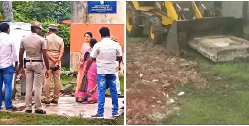 A school drinking tank in Kancheepuram was demolished after complaints of faecal contamination KAK