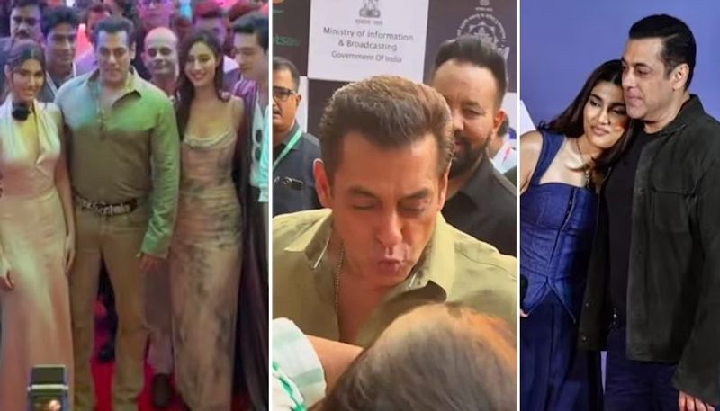 Salman Khan gives a tight hug to friend and kisses her at IFFI Goa vvk