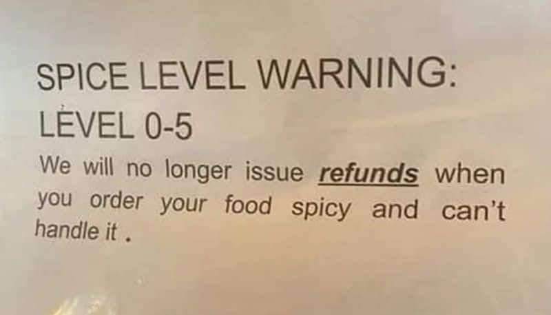 indian restaurant in uk put a notice about spicy food and refund going viral