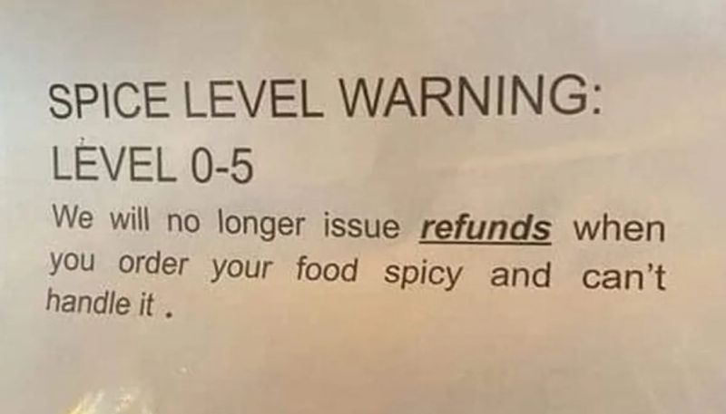 indian restaurant in uk put a notice about spicy food and refund going viral