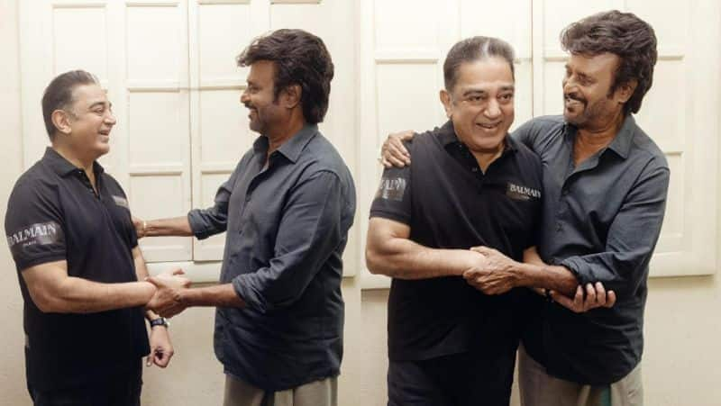 Indian 2 kamalhaasan meet Thalaivar 170 rajinikanth in shooting spot gan