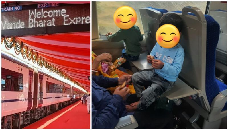 Photo Of Kids Sitting On Food Trays In Vande Bharat railway officer criticism btb