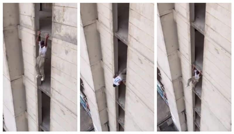 video of the person easily descending from the eight-story building went viral bkg 