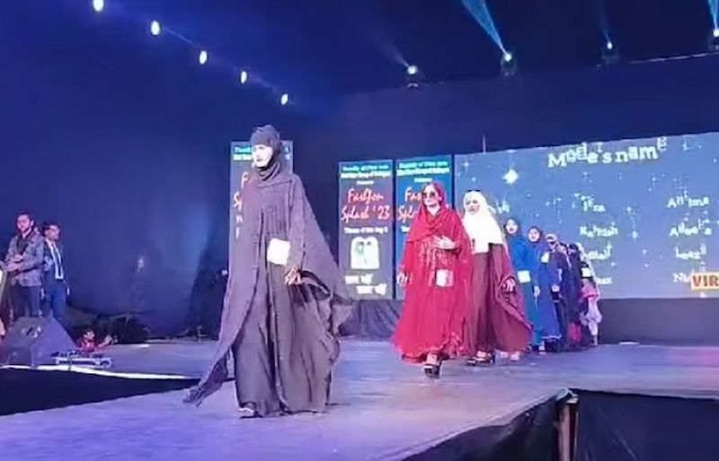 Burqa clad women walk the ramp in UP college, Muslim body threatens action Vin