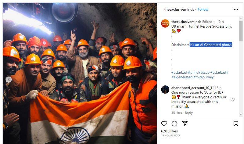 Photo of rescue team celebrating the success of the Uttarakhand tunnel rescue operation is AI here is the fact check