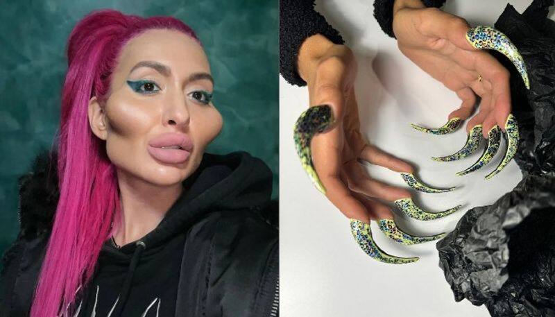 Woman with 'world's largest cheeks' unveils 'witch-like' nail transformation; draws mixed reactions (WATCH) snt