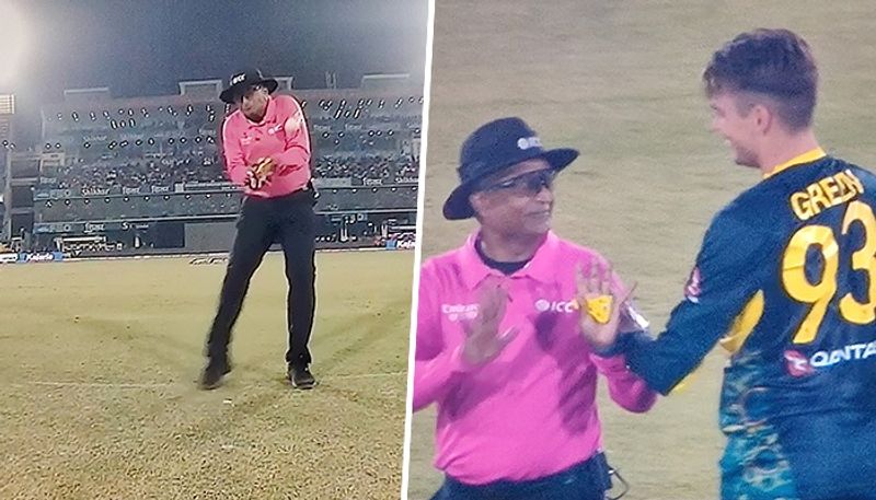 India vs Australia: Viral moment as Jitesh Sharma's powerful shot accidentally hits Umpire osf