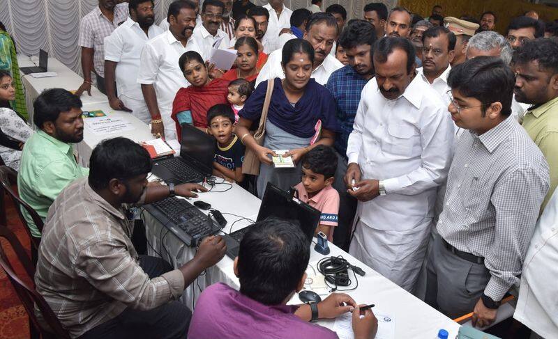 minister muthusamy distributes medical health Scheme cards in coimbatore vel