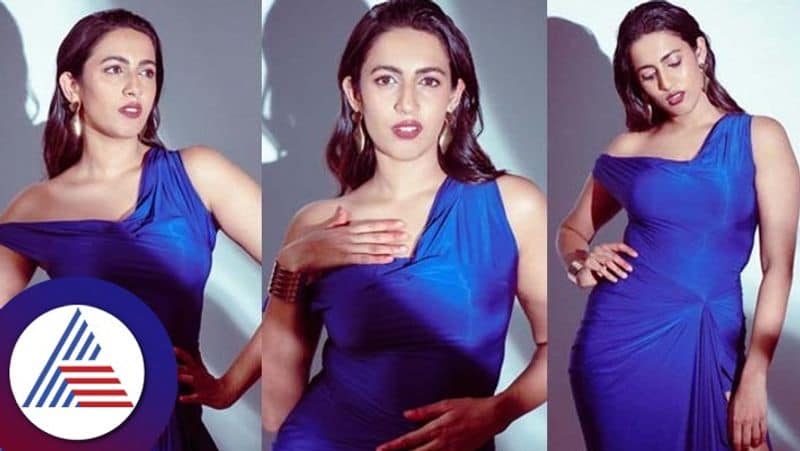 tollywood actress niharika konidela stunning photoshoot in blue outfit gvd