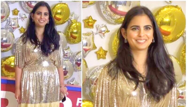 Isha Ambani grabs attention in rare golden sequined dress for NMACC event