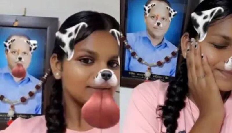 viral video girl live selfie with filter with late fathers photo rlp