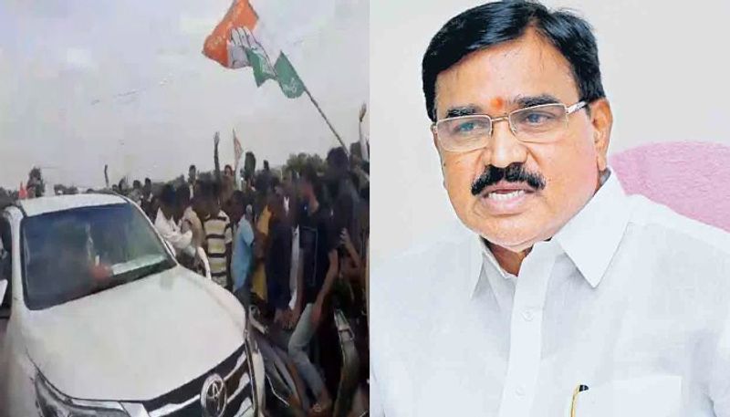 Minister Singireddy Niranjan Reddy vehicle attacted with stones in Wanaparthi NSK