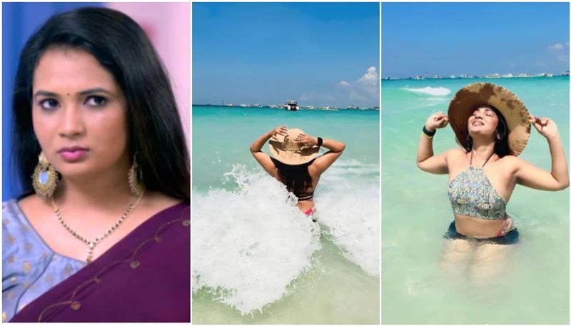 vedika kudumbavilakku in bikini beach video viral saranya anand vvk