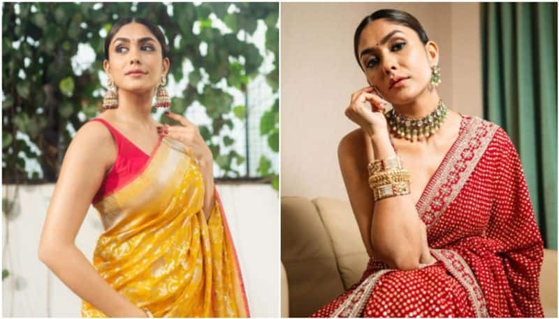 Mrunal Thakur's latest saree ensemble sets the perfect tone for this season's wedding attire - Photos SHG