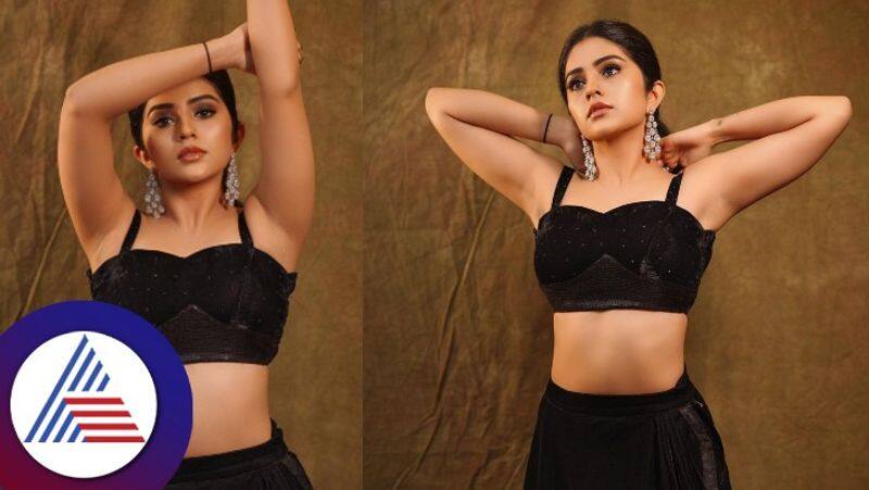 jothe jotheyali fame actress megha shetty photoshoot in black modern dress goes viral gvd